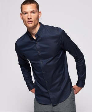 Superdry Edit Button Down Férfi Hosszú Ujjú Ing Sötétkék | FRUWZ0124